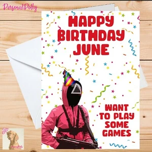 Personalised Squid Game Card Birthday Funny Eliminated Invited Red Worker Light - Picture 1 of 1