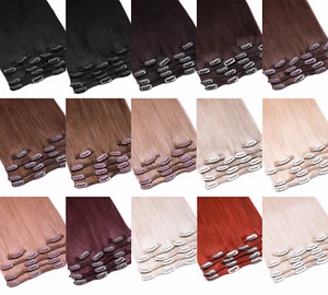 Clip In Set 35, 45, 55, 60cm 7 Tressen Remy Echthaar Extensions Haarverlängerung - Bild 1 von 23