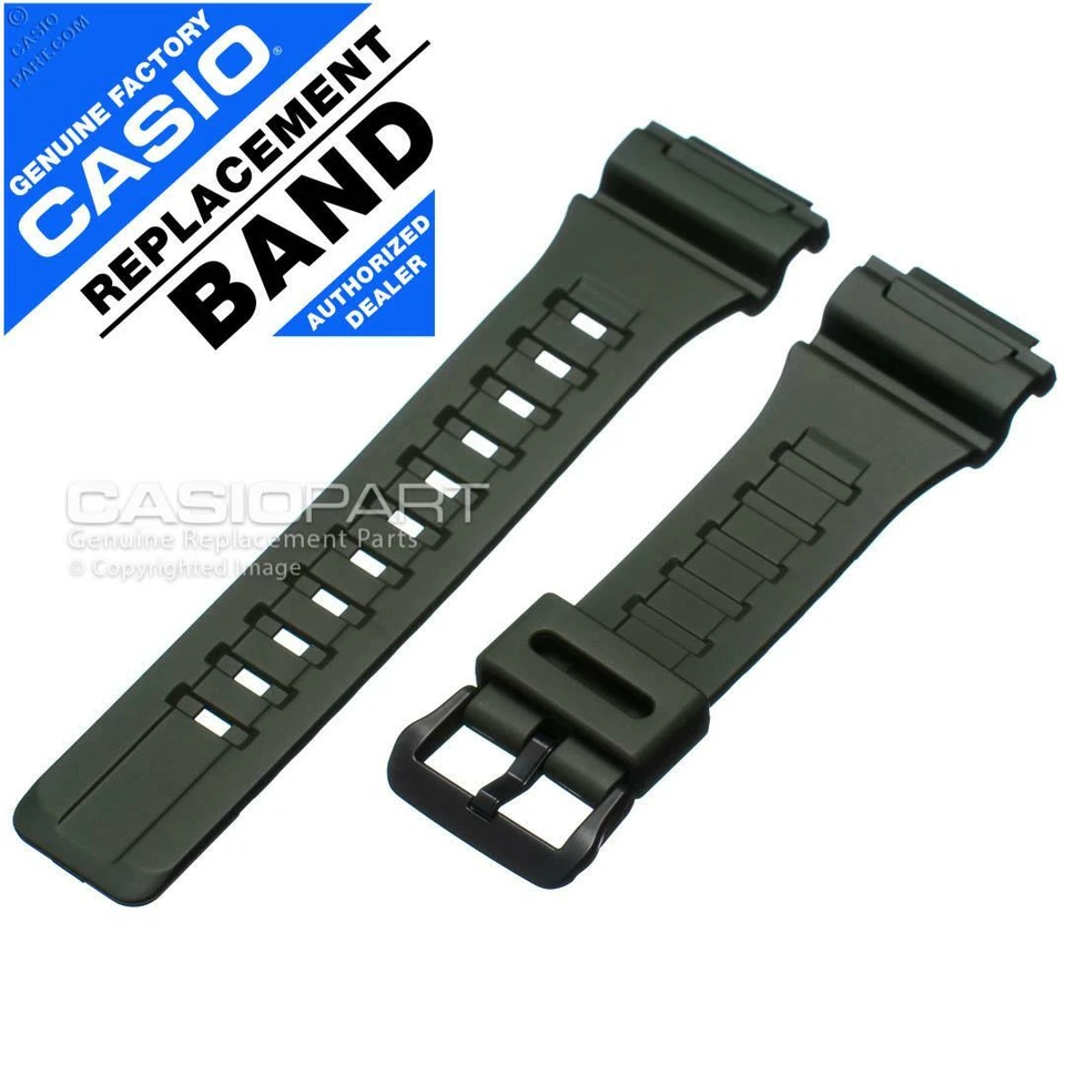 Correa de reloj Casio verde oscuro para iluminador solar resistente AQ-S810W-3AV correa de goma Foto 1 de 2