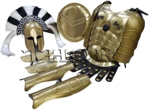 Medieval Armor Muscle Jacket Brass Greek Helmet + Guard & Shield Ancient Role - Bild 1 von 12