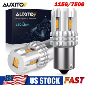 AUXITO LED Turn Signal Blinker Light 1156 7506 Amber Yellow Bright DRL Bulbs 2pc - Picture 1 of 12