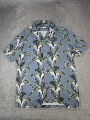 Camisa Reiss Para Hombre XL Azul Verde Blanco Abotonada Lazo Campamento Verano  Foto 1 de 4