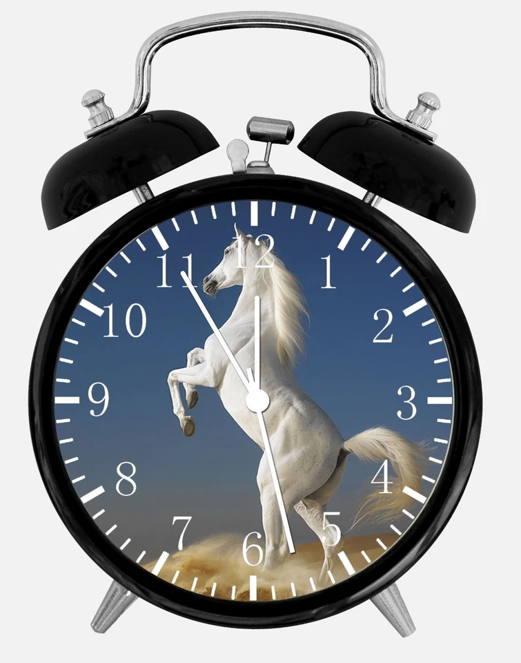 White Horse Alarm Desk Clock 3.75" Home or Office Decor W417 Nice For Gift - Image 1 of 1