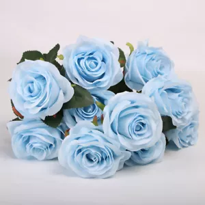 10 Köpfe Künstliche Rosen Seiden Blumenstrauß Kunstblumen Pflanzen Hochzeit Deko - Bild 1 von 30