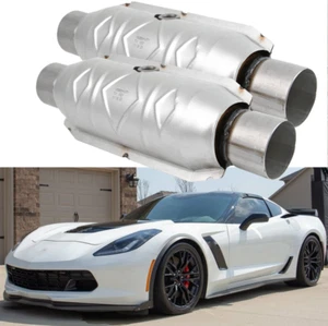 2PCS 2.5" Inlet/Outlet Catalytic Converter EPA For Chevy Corvette C5 C6 C7 - Picture 1 of 13