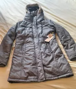 Nuovo con etichette MSRP $120 cappuccio Billabong grigio pelliccia sintetica orlo cappuccio rimovibile donna taglia Med - Foto 1 di 10