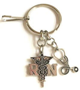 Nursing Keychain RN Caduceus Handbag Charm Zipper Pull Nurse Graduation Gift  - Picture 1 of 12
