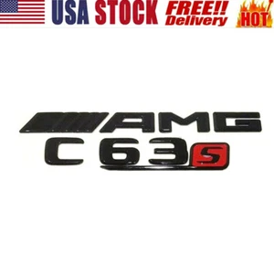 Gloss Black C63S AMG Emblem Rear Trunk Badge Logo Nameplate Mercedes C63 C205 - Bild 1 von 1