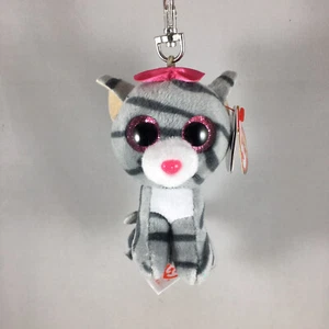 TY Beanie Boos - KIKI el gato gris (clip de llave de metal - 3 pulgadas) (etiquetas del Reino Unido) MWMTs - Imagen 1 de 8