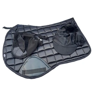 Juego de almohadillas antideslizantes para silla de montar de salto de caballo de satén de 3 piezas con velo de mosca y cubierta para sombrero de montar - Imagen 1 de 55