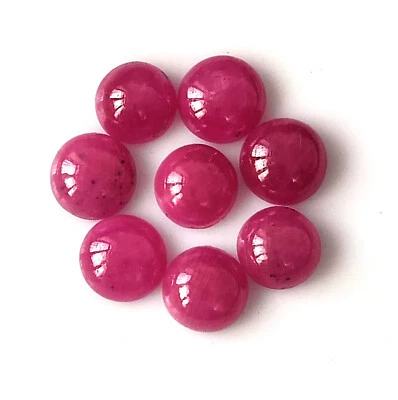 Ruby Cabochon 6X6 mm Round Shape Natural Unheated Gemstone Wholesale 8 Piece Lot - Image 1 of 4