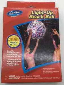 Retro 2012 Swimways Impact Activated Light Up Beach Ball Red White Blue Stars - Picture 1 of 3