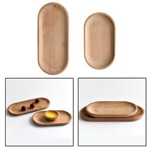 Oval Wooden Plate Serving Tray Natural Wood Tea Food Server Dishes Platter