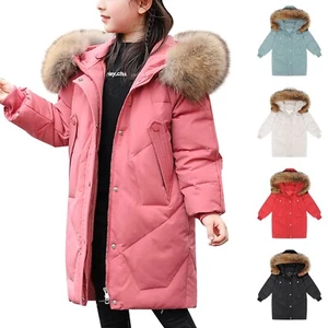Kids Girls' Long Winter Down Coat Parka Waterproof Warm Puffer Jacket Outwear - Picture 1 of 37