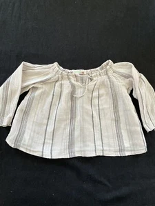 Bonpoint Mauve/Grey/Silver Gauze Shirred Neck Long Sleeve Blouse-12Mos - Picture 1 of 7