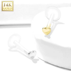 14K Gold Herz BioFlex Labret Medusa Philtrum Lippe Tragus Muschel Helix Ring Nieten - Bild 1 von 5