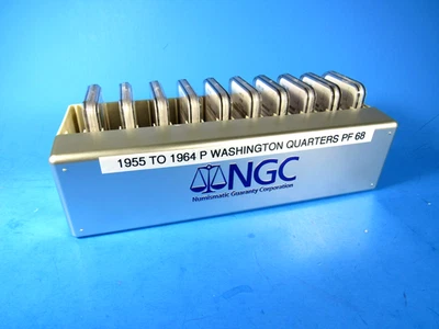 1955 to 1964 P,   10-Coin Set,  Washington Quarters   NGC  Pf 68  Beautiful Set - Image 1 of 4