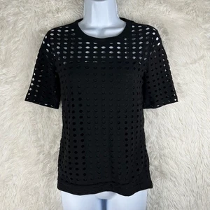 T by Alexander Wang Gr. S Schwarz Rund Loch Cut Out Kurzarm Top - Bild 1 von 8