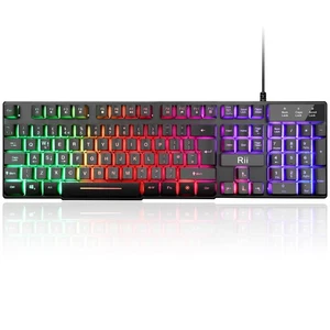 Gaming Keyboard USB Wired Keyboard with Rainbow LED Backlit Mechanical Feeling - Picture 1 of 24