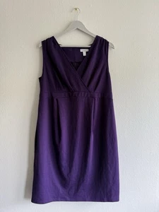 Liz Lange Maternity Sleeveless Dress Purple Sheath Surplice Empire Waist  NWT L - Picture 1 of 7