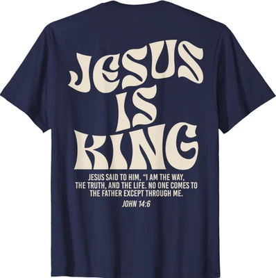 Camiseta Jesús Es Rey | Camiseta Juan 14:6 Versículo Bíblico Fe Cristiana - Unisex S-5XL Foto 1 de 2