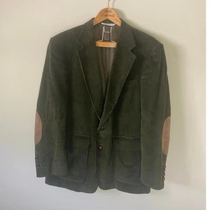 Vintage Lands End Wide Wale Cord Blazer / Grün mit braunen Ellenbogenpolstern / 42R - Bild 1 von 6