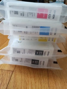 2019-25 SET ORIGINALE 5 INCHIOSTRI EPSON SURECOLOR SC-T3000 5000 7000 3200 5200 7200 NUOVI - Foto 1 di 2