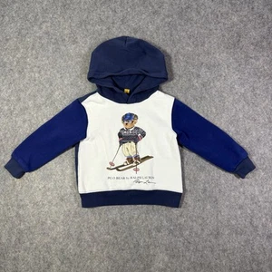 Polo Ralph Lauren Bear Jumper Hoodies Youth/Boy's Size 4/4T Blur White Pullover - Picture 1 of 15