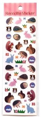 S&C Raccolta Hologram Sticker Forrest Animal Rabbit Squirrel Hedgehog Gift JAPAN - Image 1 of 3