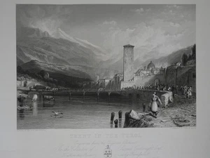 Trent In The Tyrol 1855 Print Engraving A. W. Callcott Engraved by James Allen - Picture 1 of 8