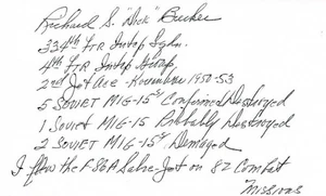 Richard S. Becker Signed Index Card Korean War Ace 1 Great Content - Picture 1 of 1