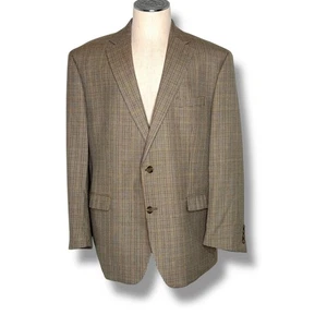 Ralph Lauren Men's 48R Houndstooth Silk Wool Blazer Sport Coat Jacket Tan Brown - Picture 1 of 8