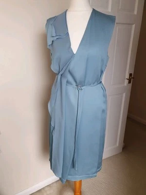 Vestido de novia Disfraz Nacional Azul Seda Midi Talla 42 con diseño de volantes Foto 1 de 4