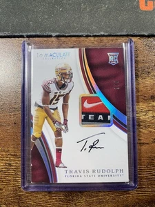 2017 Panini Immaculate Collegiate Travis Rudolph Rookie Nike Patch Auto RPA /5 - Picture 1 of 2