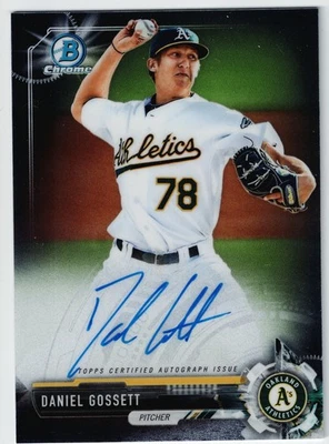 2017 Bowman Chrome Daniel Gossett Rookie RC Autograph #CPA-DG Athletics A's - Image 1 of 2