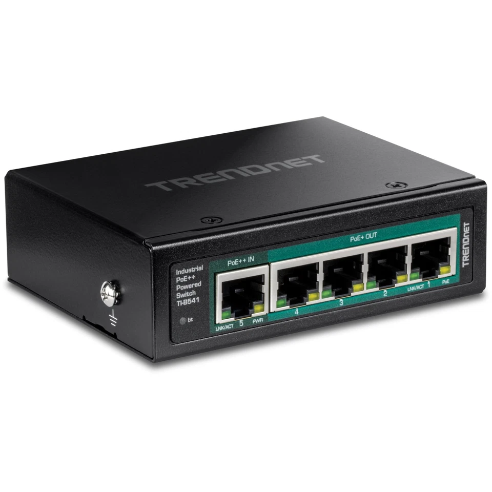 TRENDnet 5 Port Industrial Gigabit PoE Powered DIN Rail Switch TI B541 - Image 1 of 4