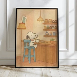 Póster Snoopy Coffee Time, lindo arte de pared de cocina vintage, regalo retro decoración café - Imagen 1 de 5
