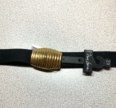 Nuevo con etiquetas Cinturón elástico negro Nan Lewis con hebilla dorada - Talla 2X (E-4) Foto 1 de 4