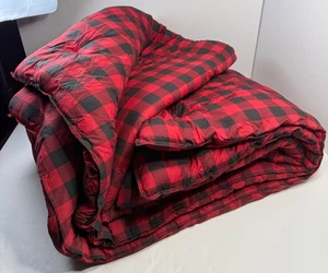 Eddie Bauer Full Queen Comforter & Sham (2) Mountain Plaid Red/Black 100% Cotto - Picture 1 of 12