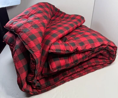 Eddie Bauer Full Queen Comforter & Sham (2) Mountain Plaid Red/Black 100% Cotto - Image 1 of 4
