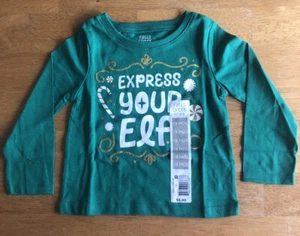 Falls Creek Kids Toddler Baby Girls 18M EXPRESS YOUR ELF Green Long Sleeve Top - Picture 1 of 2