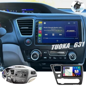 Radio HeadUnit Android12 Navi Wifi CarPlay For Honda Civic 2013 2014 2015 Stereo - Picture 1 of 16