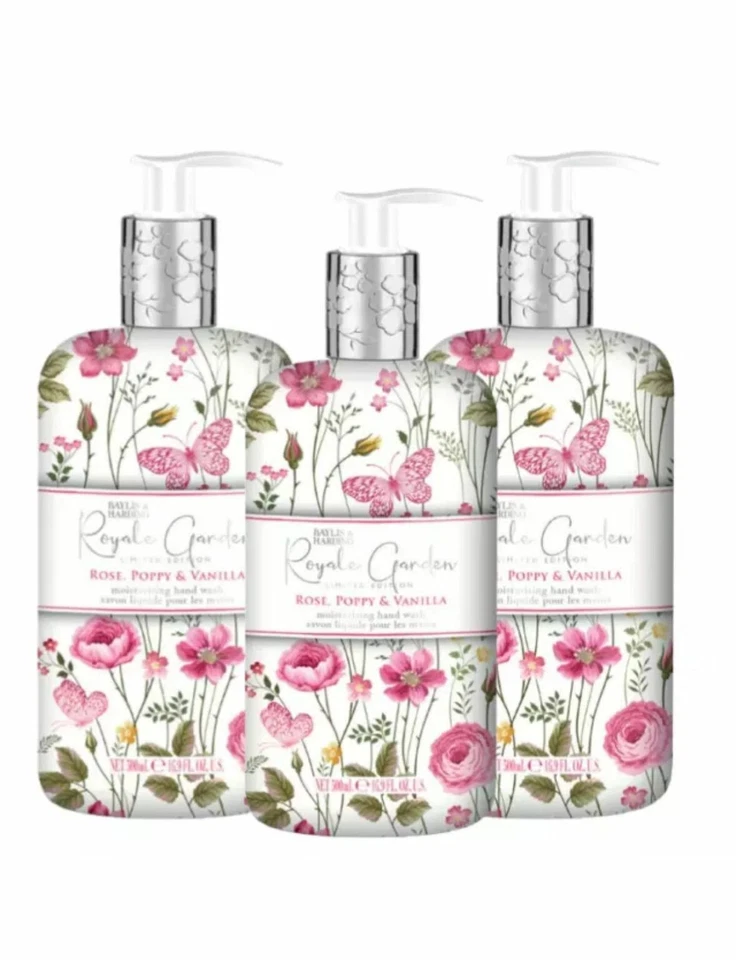 3 x Baylis & Harding Royale Garden Rose, Poppy & Vanilla 500ml Hand Wash - Image 1 of 1