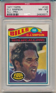 1977 Topps Football O.J. Simpson (HOF) (#100) PSA8 PSA - Picture 1 of 2