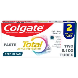 Colgate Total Active Prevention Deep Clean Toothpaste, Mint, 2 Pack, 5.1 oz - Picture 1 of 14