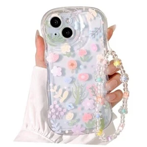 Compatible for iPhone 15 Case Clear Cute Flower Floral with Colorful Floral - Picture 1 of 7