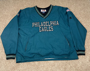VTG Philadelphia Eagles Champion Jacket Pullover Windbreaker Sz XL Green NFL
