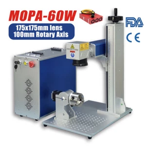 60W MOPA Laser Engraving Machine with 100mm Rotary Mopa Laser Engraver 1-4000kHZ - Picture 1 of 12
