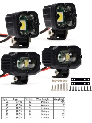 LED Lichter Scheinwerfer Strahler für 1/10 1/8 AXIAL SCX10 D90 TRX4 RC Auto ADE - Bild 1 von 4