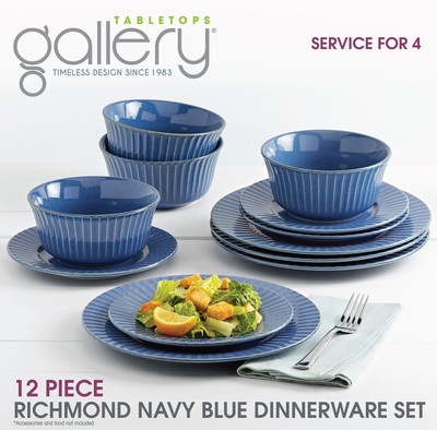 Tabletops Gallery 12Pc Richmond Blue Dinnerwa...